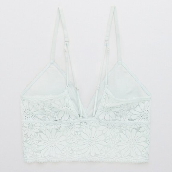 Aerie Textured Lace Padded Longline Bralette in Creamy White Size XL - Picture 4 of 11